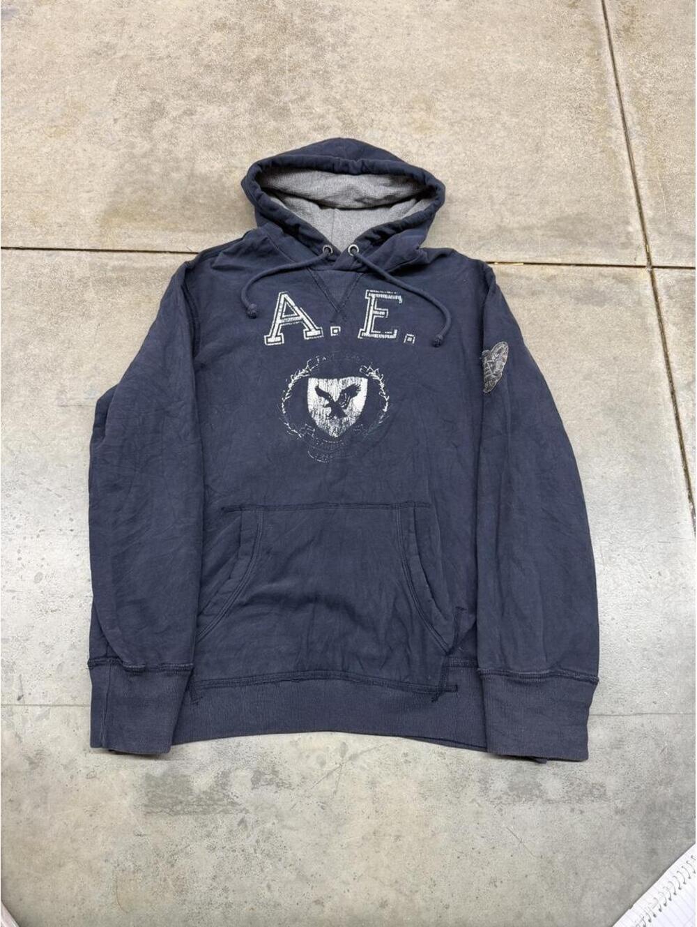 vintage american eagle outfitters navy big logo hoodie size xl